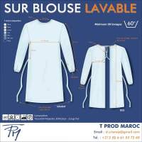 Sur blouse en tissu polyester/coton , lavable et réutilisable