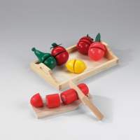 Wooden tray with wooden fruits and vegetables, 1 piece
