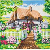 Crystal Art country house with rose garden 40x50cm