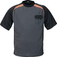 T-Shirt Gr.M dunkelgrau/schwarz/orange 50%PES/50%CoolDry mit Brusttasche